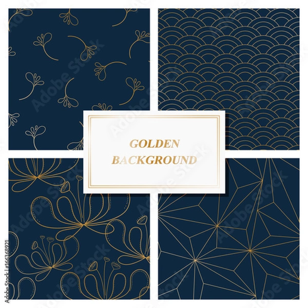 Obraz Golden and blue line Vintage Pattern Background and template