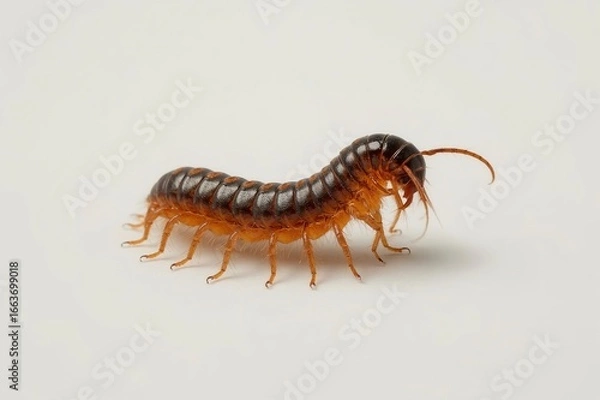 Fototapeta Centipede crawling studio white background insect