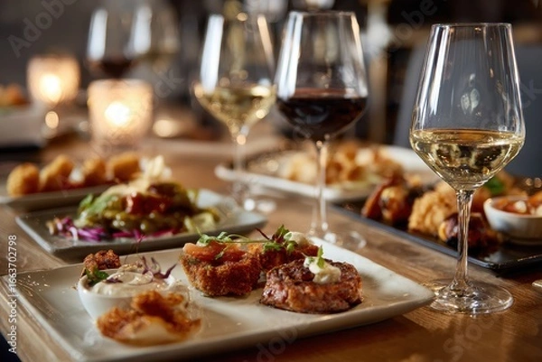 Fototapeta Epicurean Journey: Wine Tasting Experience at a Cozy Tapas Eatery