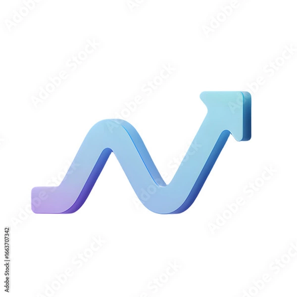 Fototapeta 3D Arrow Ascending with Gradient on Black Background Representing Growth and Success in Business and Investment Trending Upwards