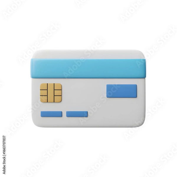 Fototapeta 3D Render of Credit Card for Online Transactions and Digital Payments Business and Finance Concepts Isolated on Black Background