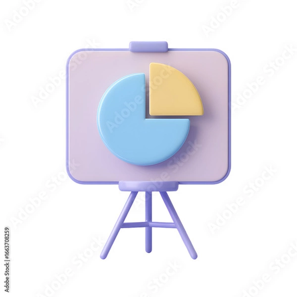 Fototapeta 3D Rendered Pie Chart on Easel Business Data Analysis and Financial Performance Visualization with Pastel Colors