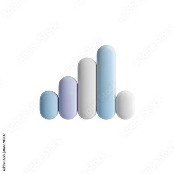 Fototapeta Abstract Illustration of Pastel Colored Capsule Shapes Isolated on Black Background Representing Growth and Variation in Data