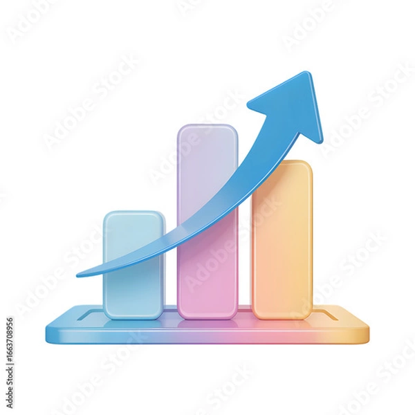 Fototapeta Animated Bar Graph with Rising Arrow Showing Business Growth and Positive Trends for Success and Financial Improvement
