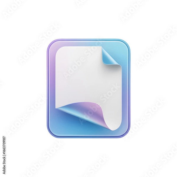 Fototapeta Blank White Paper with Curled Corners on Gradient Blue Background Modern Minimalist Design Presentation Mockup Template for Website and App Design