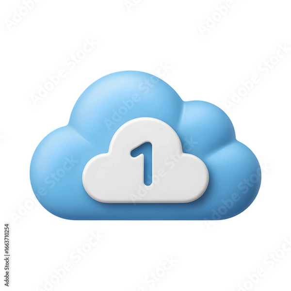 Fototapeta Cloud computing concept with number one highlighted showcasing top rated services and optimal solutions for data storage in digital age