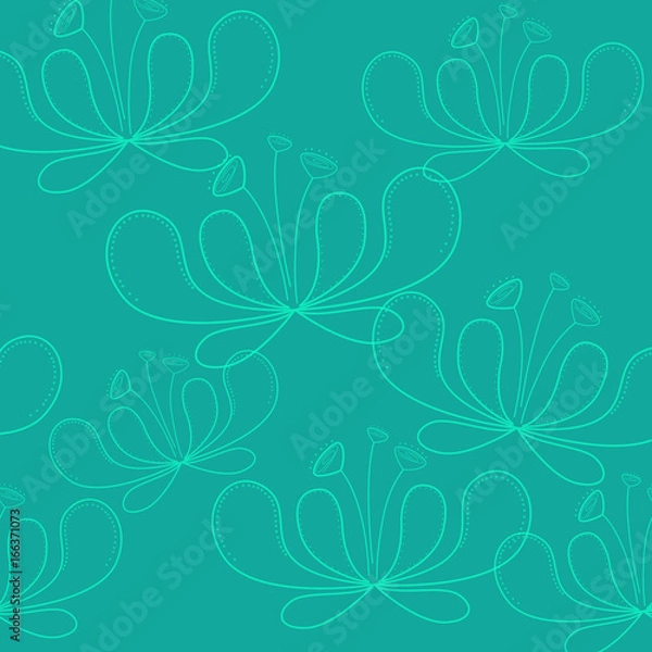 Obraz Green Leaf and flower Pattern Template Background