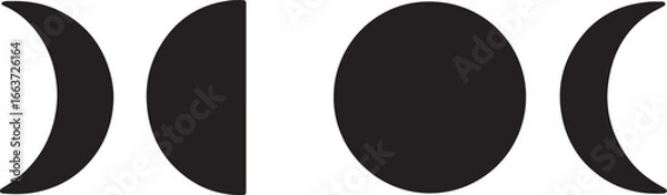 Obraz Moon phases silhouette vector, ideal for astronomy, night sky, and celestial design projects.