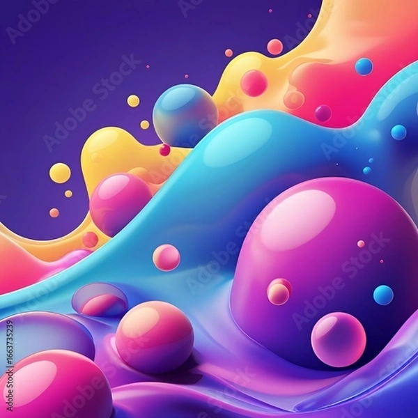 Fototapeta Liquid gradient shapes vector, colorful blobs, 3D effect, abstract modern background