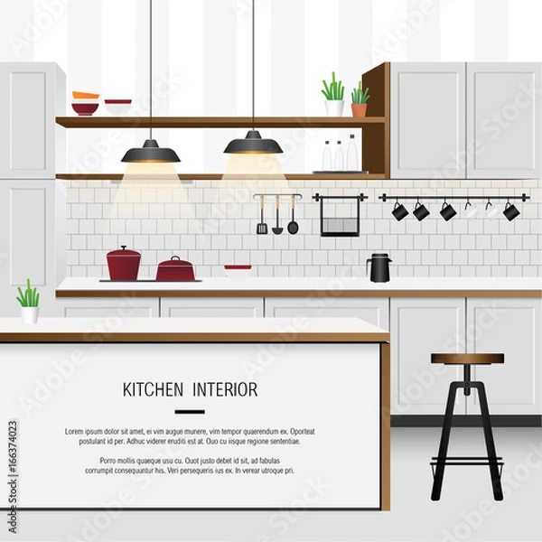 Obraz White Minimal Kitchen Interior