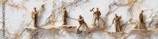 Fototapeta Tiny Workers on Marble Surface Sculpture Art