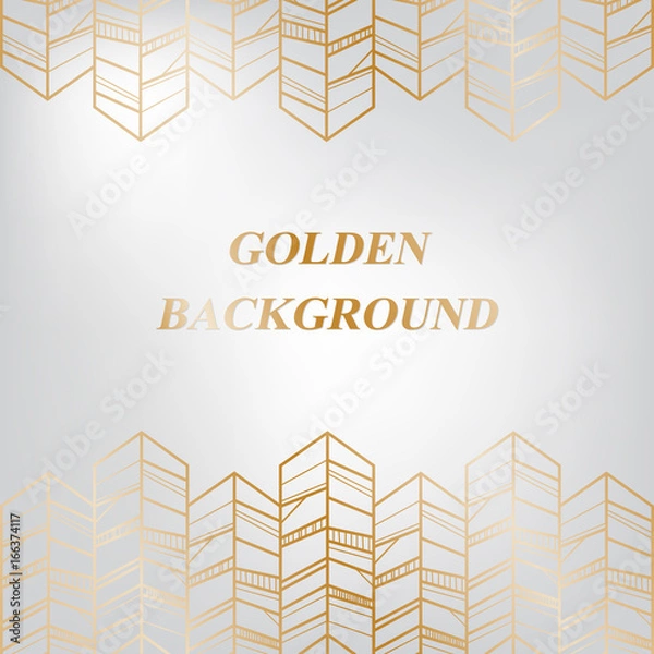 Obraz Triangle arrow golden pattern and template on gray background