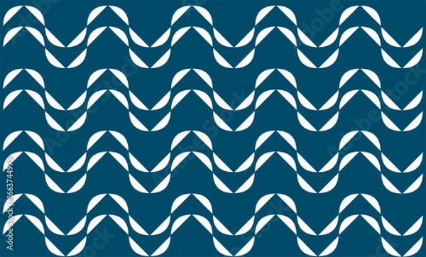 Fototapeta seamless pattern with blue waves. Indonesian ethnic style batik background with white wave pattern on deep blue, showcasing traditional cultural motif in a modern abstract design.