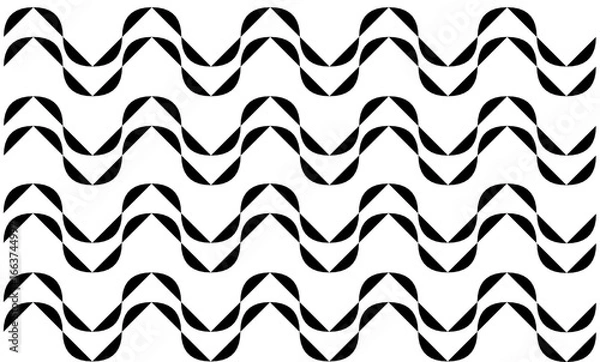 Fototapeta black and white abstract background. Indonesian ethnic style batik background with abstract wave pattern in black and white, creating a traditional yet modern decorative design. Wave pattern design 