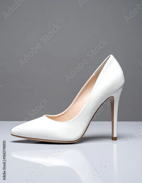 Obraz Elegant white high-heeled shoe