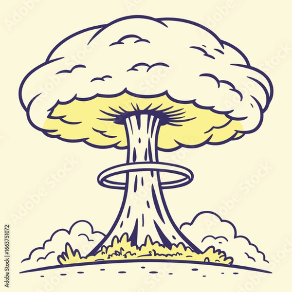 Obraz International Day Against Nuclear Tests, hydrogen bomb test, nuclear catastrophe concept design, atomic blast with mushroom