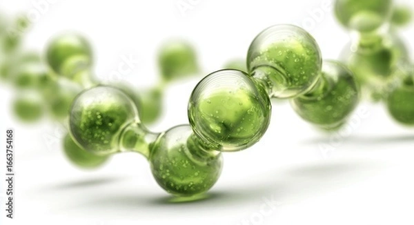 Fototapeta Three-Dimensional Green Molecules: Illustrating Methane and Its Role in Renewable Energy