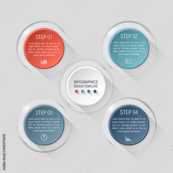 Obraz Circle Step process info graphic.   For website report or presentation.  Vector Illustration.