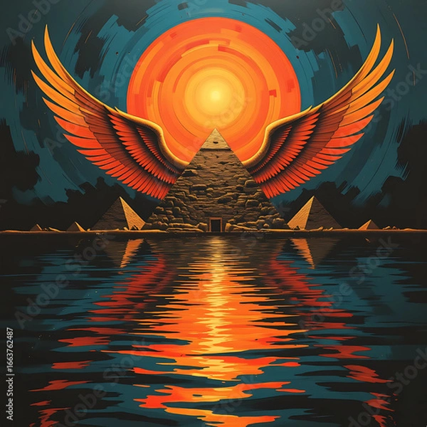 Obraz Winged sunset over the pyramids