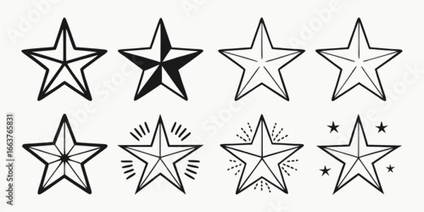 Fototapeta Collection of Stylized Star Illustrations