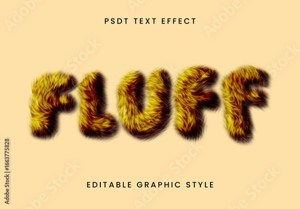 Fototapeta Yellow Fluffy Furry Font Soft Hairy Text Effect