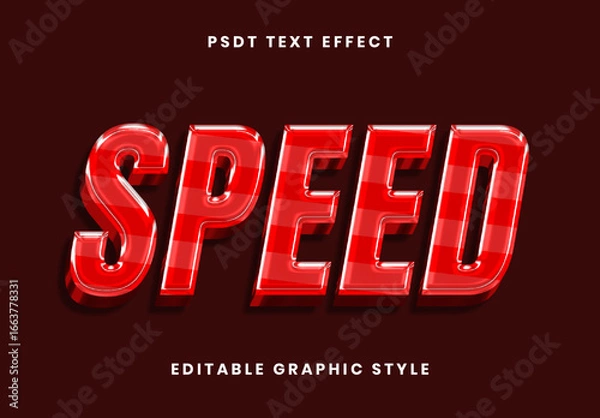 Fototapeta Red Glossy Layered Font Striped Bold Text Effect