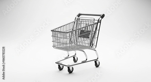 Obraz Minimalist shopping cart on white background