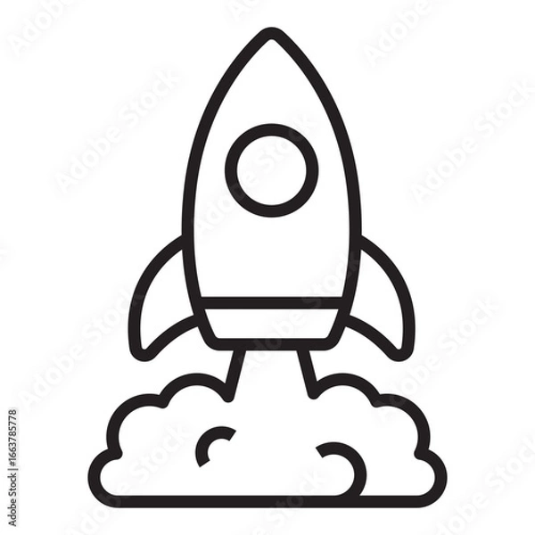 Fototapeta Startup rocket launch line icon