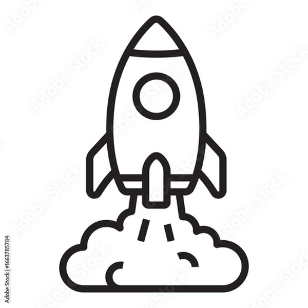 Fototapeta Startup rocket launch line icon