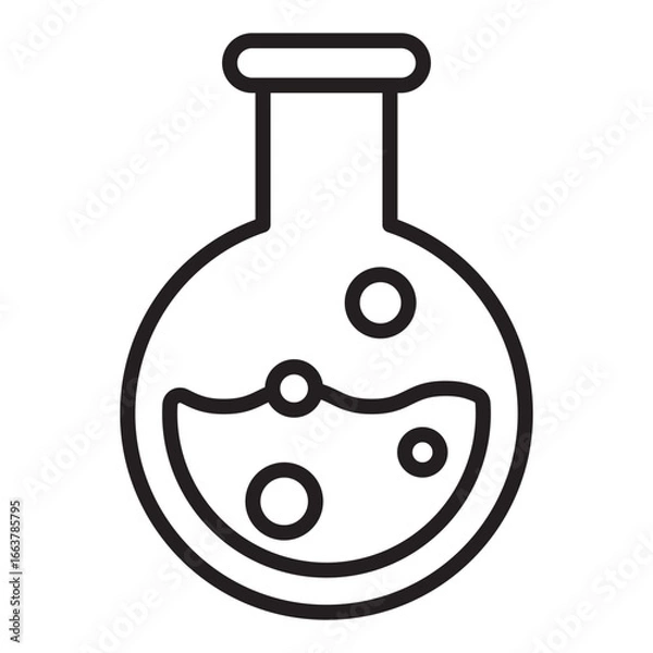 Fototapeta Laboratory flask experiment line icon