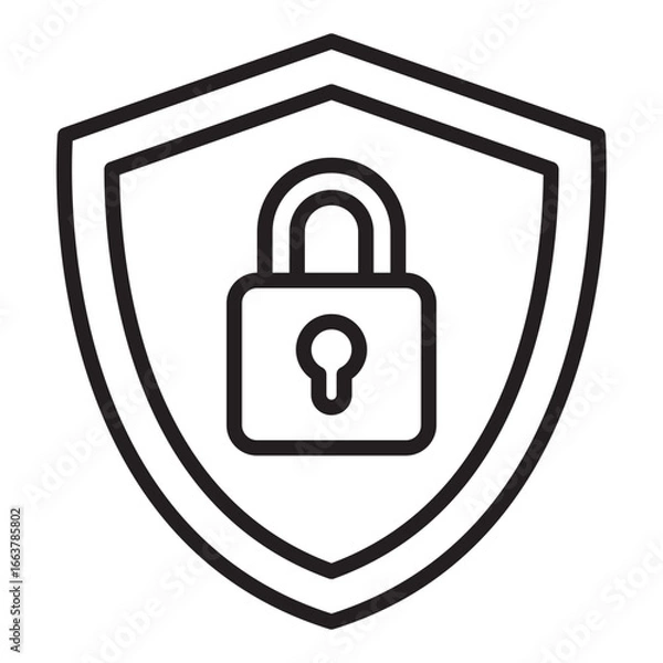 Fototapeta Security shield lock line icon
