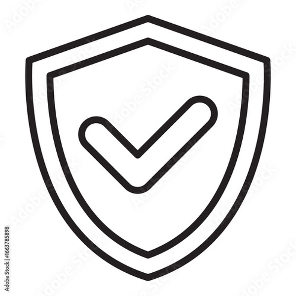 Fototapeta Shield with check mark security line icon