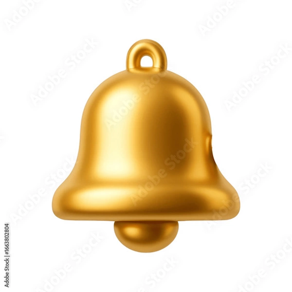 Fototapeta 3D Golden Notification Bell Icon Alert Symbol on Transparent Background