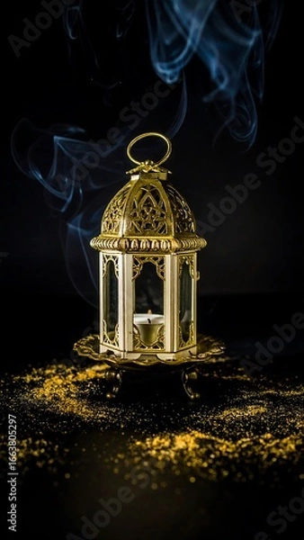 Obraz Golden lantern with smoke
