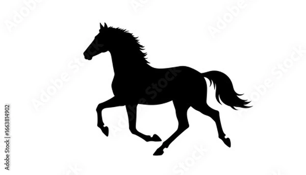 Fototapeta A stylized silhouette of a horse in motion against a plain white background.