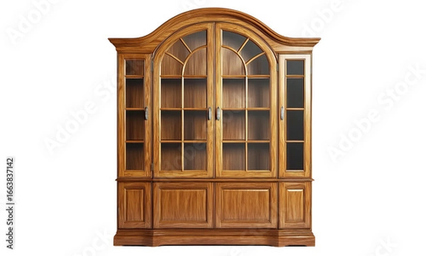 Obraz Elegant wooden display cabinet for kitchen and dining modern home decor warm atmosphere classic design front view storage solutions