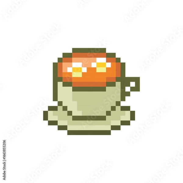 Obraz Chamomile tea pixel art, vector illustration. Pixel art design
