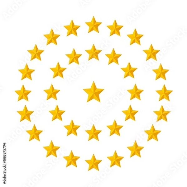 Fototapeta Golden stars in a circular pattern