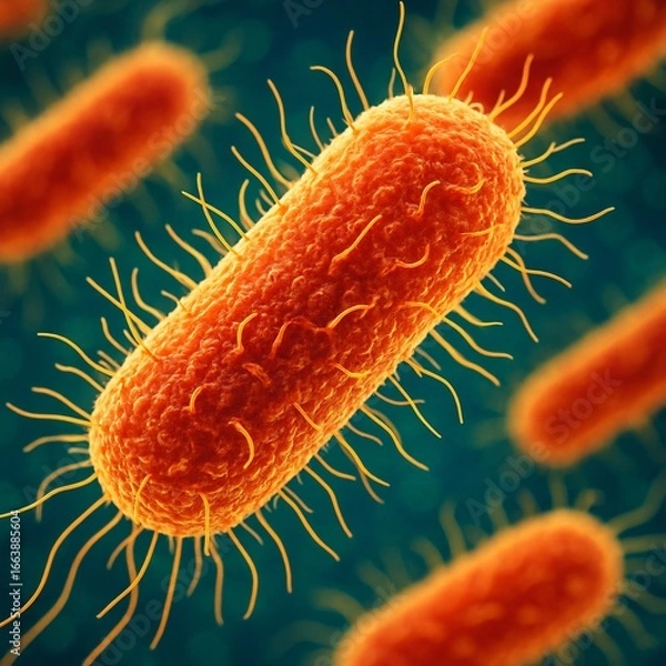 Fototapeta Ultra Macro Photography of Escherichia coli Bacteria with Microscopic Detail and Organic Texture