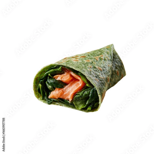 Fototapeta Delicious Spinach Wrap with Smoked Salmon