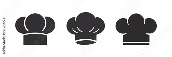 Obraz Chef hat black vector illustration, kitchen silhouette.	
