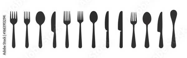 Obraz Fork knife and spoon on white background ,