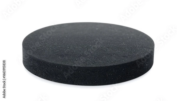 Fototapeta A circular, black foam pad sits on a plain white background.