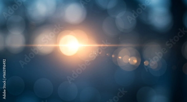Fototapeta Abstract Blue Bokeh Background with Light Flare
