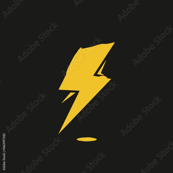 Fototapeta A vibrant golden lightning bolt symbol against a dark background. Represents power and energy.
