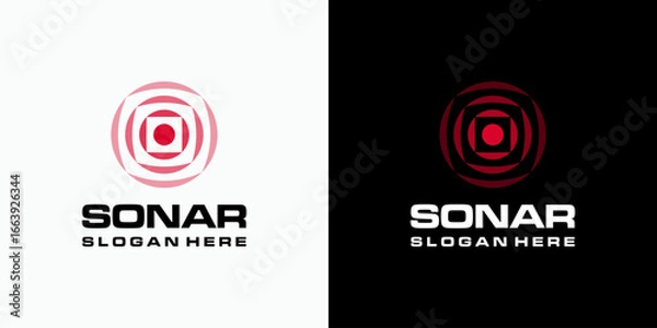 Fototapeta Abstract radar detector wave vector logo design. Icon for business, military, fishing and personal branding.