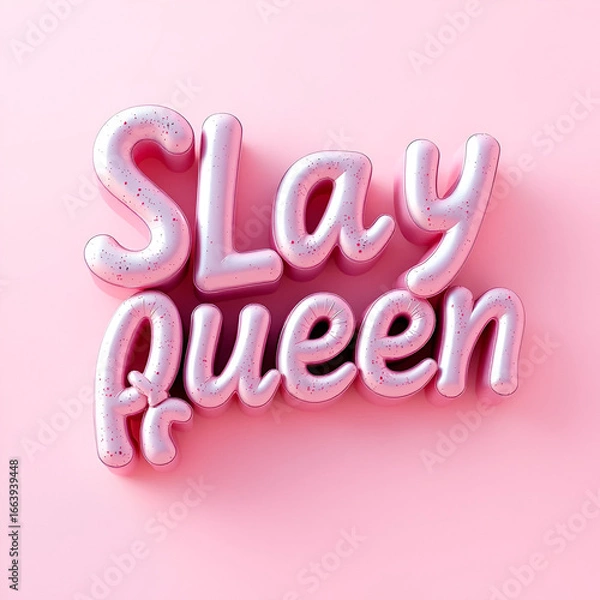 Fototapeta slay queen inflated 3d text in pastel colors