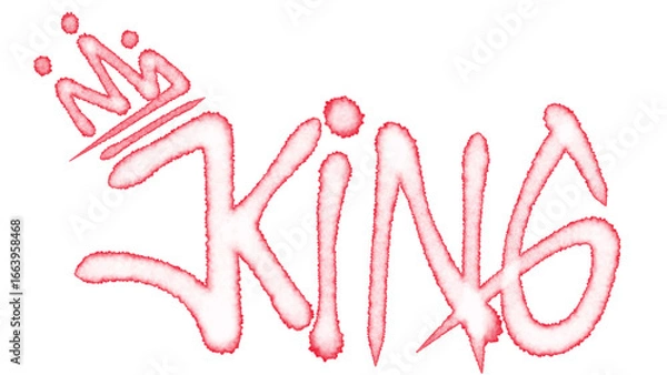 Fototapeta King text handwriting with Crownand  edge watercolor effect transparent background