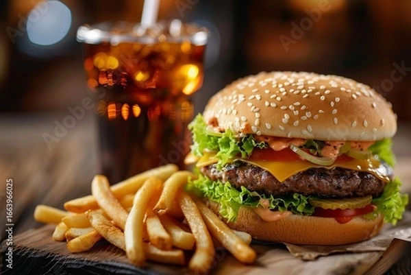 Obraz hamburger and fries