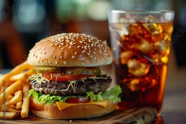 Fototapeta hamburger and cola
